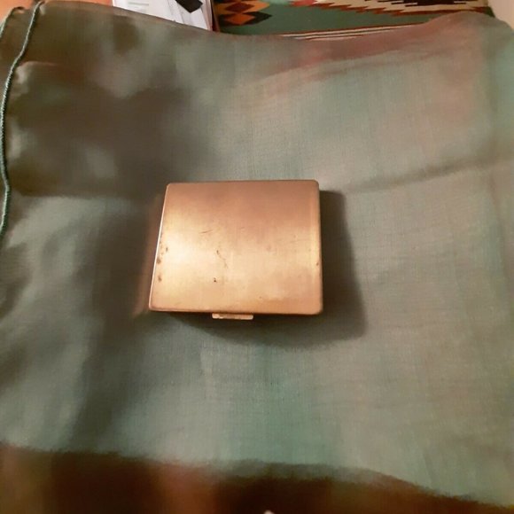 Vintage signed Classic FLATO square compact mirror gold Jewelled Carriage 40s - Picture 2 of 4